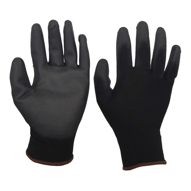 WORKING GLOVE WITH PU PALM COATING - BLACK